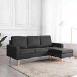vidaXL Canapea cu 3 locuri și taburet, gri închis, material textil vidaXL Canapea cu 3 locuri și taburet, gri închis, material textil
