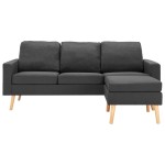 vidaXL Canapea cu 3 locuri și taburet, gri închis, material textil vidaXL Canapea cu 3 locuri și taburet, gri închis, material textil