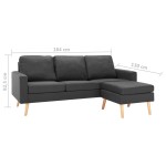 vidaXL Canapea cu 3 locuri și taburet, gri închis, material textil vidaXL Canapea cu 3 locuri și taburet, gri închis, material textil