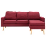 vidaXL Canapea cu 3 locuri și taburet, roșu vin, material textil vidaXL Canapea cu 3 locuri și taburet, roșu vin, material textil