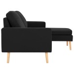 vidaXL Canapea cu 3 locuri și taburet, negru, material textil vidaXL Canapea cu 3 locuri și taburet, negru, material textil