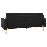 vidaXL Canapea cu 3 locuri și taburet, negru, material textil vidaXL Canapea cu 3 locuri și taburet, negru, material textil