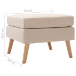 vidaXL Taburet, crem, material textil vidaXL Taburet, crem, material textil