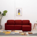 vidaXL Canapea extensibilă modulară 3 locuri roșu vin piele ecologică