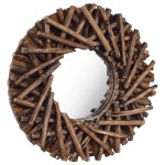 vidaXL Oglindă de perete, 40 cm, tec, rotund vidaXL Oglindă de perete, 40 cm, tec, rotund