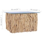 vidaXL Măsuță de cafea cu blat de sticlă, 66x66x40 cm, lemn masiv tec vidaXL Măsuță de cafea cu blat de sticlă, 66x66x40 cm, lemn masiv tec