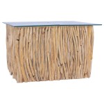 vidaXL Măsuță de cafea cu blat de sticlă, 66x66x40 cm, lemn masiv tec vidaXL Măsuță de cafea cu blat de sticlă, 66x66x40 cm, lemn masiv tec