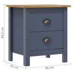 vidaXL Noptiere Hill, 2 buc., gri, 46x35x49,5 cm, lemn de pin