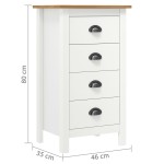 vidaXL Servantă Hill, alb, 46x35x80 cm, lemn masiv de pin vidaXL Servantă Hill, alb, 46x35x80 cm, lemn masiv de pin
