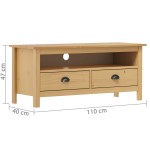 vidaXL Comodă TV Hill, maro miere, 110x40x47 cm, lemn masiv de pin