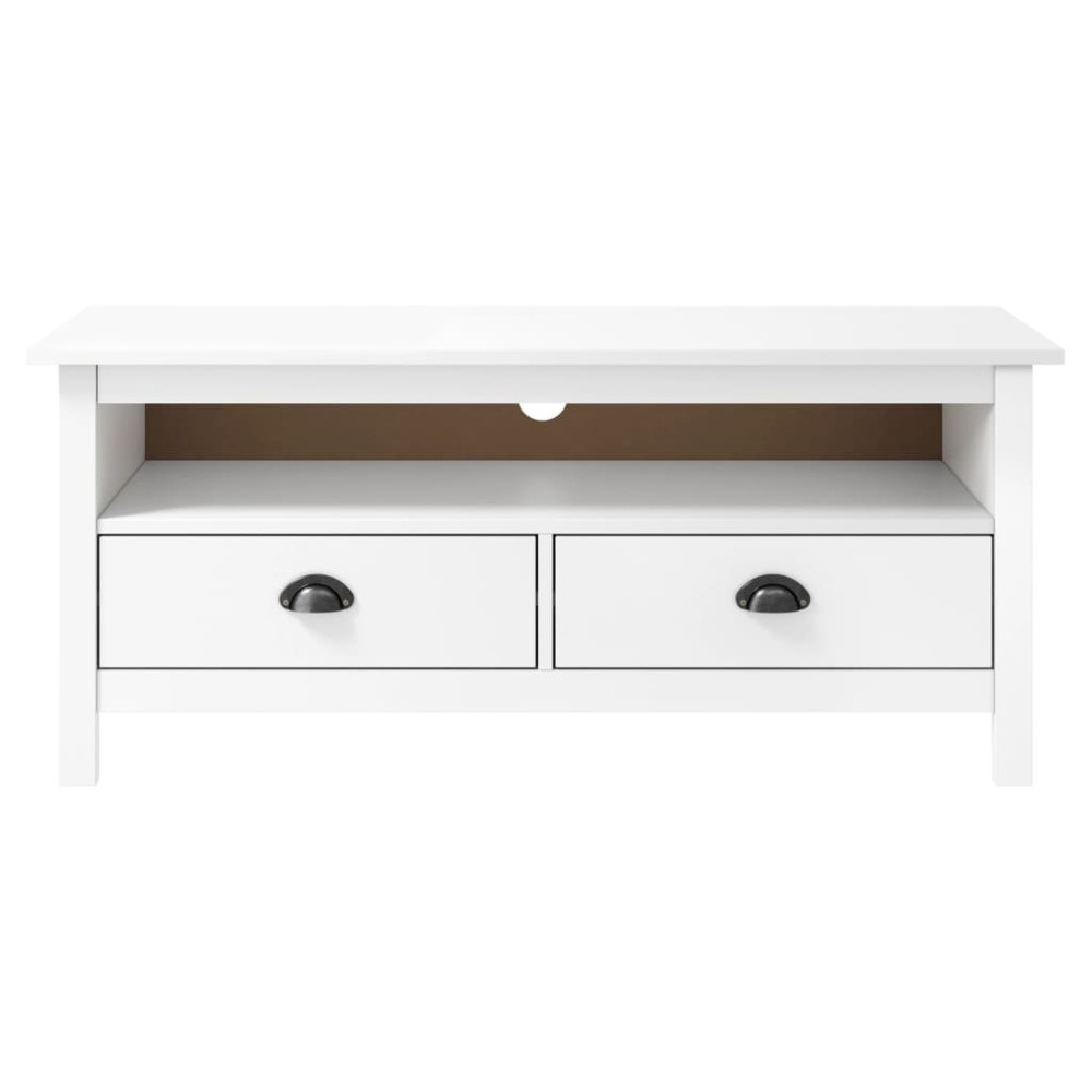 vidaXL Comodă TV Hill, alb, 110x40x47 cm, lemn masiv de pin