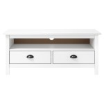 vidaXL Comodă TV Hill, alb, 110x40x47 cm, lemn masiv de pin