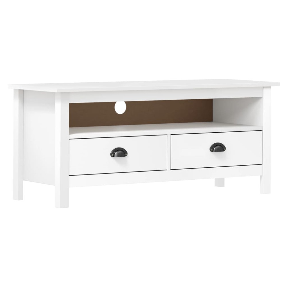 vidaXL Comodă TV Hill, alb, 110x40x47 cm, lemn masiv de pin