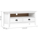 vidaXL Comodă TV Hill, alb, 110x40x47 cm, lemn masiv de pin