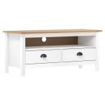 vidaXL Comodă TV Hill, alb, 110x40x47 cm, lemn masiv de pin vidaXL Comodă TV Hill, alb, 110x40x47 cm, lemn masiv de pin