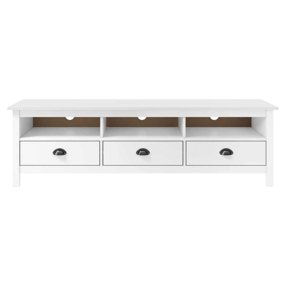 vidaXL Comodă TV Hill, alb, 158x40x47 cm, lemn masiv de pin