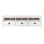 vidaXL Comodă TV Hill, alb, 158x40x47 cm, lemn masiv de pin
