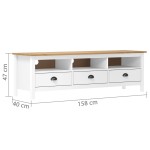 vidaXL Comodă TV Hill, alb, 158x40x47 cm, lemn masiv de pin