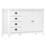 vidaXL Servantă Hill, alb, 130x40x80 cm, lemn masiv de pin vidaXL Servantă Hill, alb, 130x40x80 cm, lemn masiv de pin