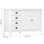 vidaXL Servantă Hill, alb, 130x40x80 cm, lemn masiv de pin vidaXL Servantă Hill, alb, 130x40x80 cm, lemn masiv de pin