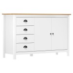 vidaXL Servantă Hill, alb, 130x40x80 cm, lemn masiv de pin vidaXL Servantă Hill, alb, 130x40x80 cm, lemn masiv de pin