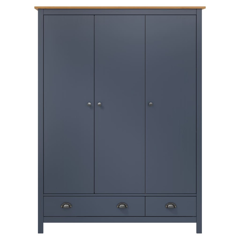vidaXL Șifonier cu 3 uși Hill,, gri, 127x50x170 cm, lemn masiv pin