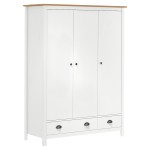 vidaXL Șifonier cu 3 uși Hill, alb, 127x50x170 cm, lemn masiv de pin vidaXL Șifonier cu 3 uși Hill, alb, 127x50x170 cm, lemn masiv de pin