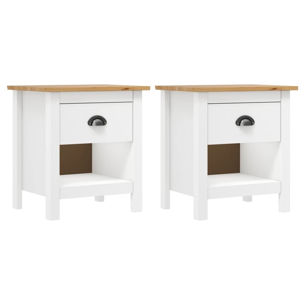vidaXL Noptiere Hill, 2 buc., 46x35x49,5 cm, lemn masiv de pin