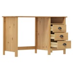 vidaXL Birou Hill cu 3 sertare, 120x50x74 cm, lemn masiv de pin