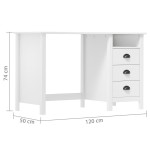 vidaXL Birou Hill cu 3 sertare, 120x50x74 cm, lemn masiv de pin