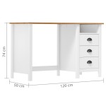 vidaXL Birou Hill cu 3 sertare, 120x50x74 cm, lemn masiv de pin
