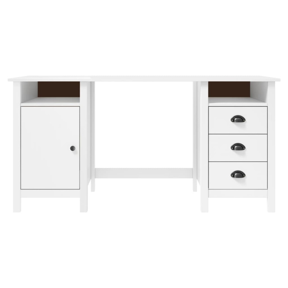 vidaXL Birou Hill, alb, 150x50x74 cm, lemn masiv de pin