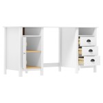 vidaXL Birou Hill, alb, 150x50x74 cm, lemn masiv de pin