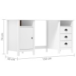vidaXL Birou Hill, alb, 150x50x74 cm, lemn masiv de pin