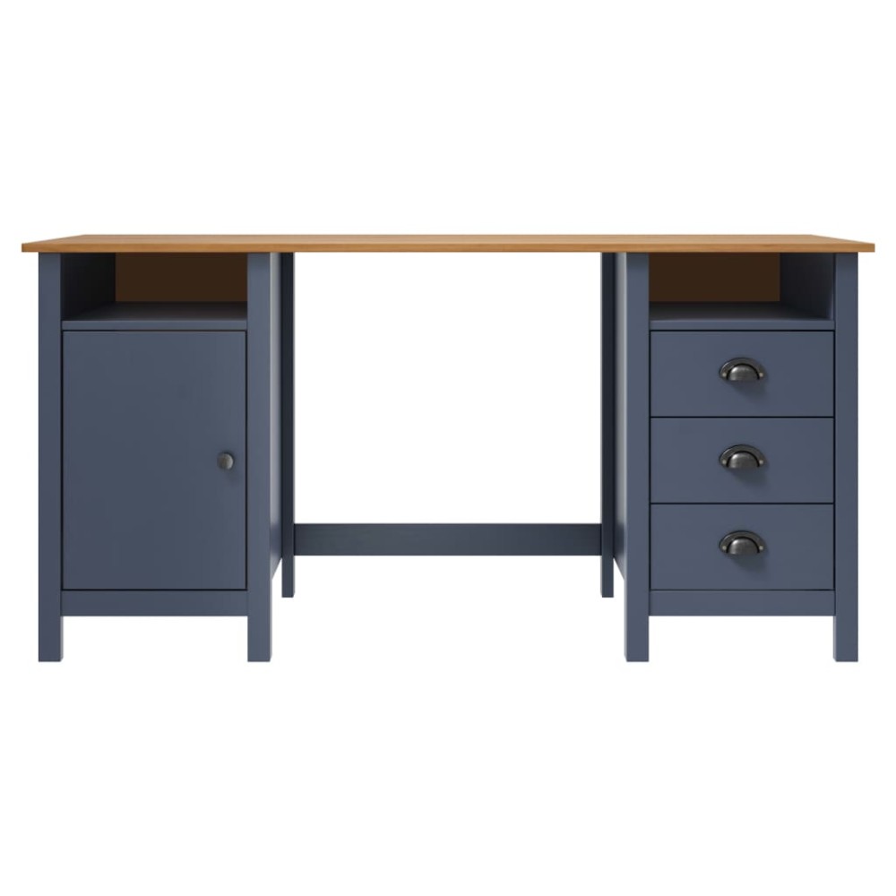 vidaXL Birou Hill, gri, 150x50x74 cm, lemn masiv de pin