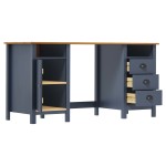 vidaXL Birou Hill, gri, 150x50x74 cm, lemn masiv de pin