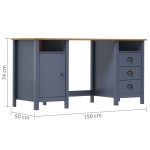 vidaXL Birou Hill, gri, 150x50x74 cm, lemn masiv de pin