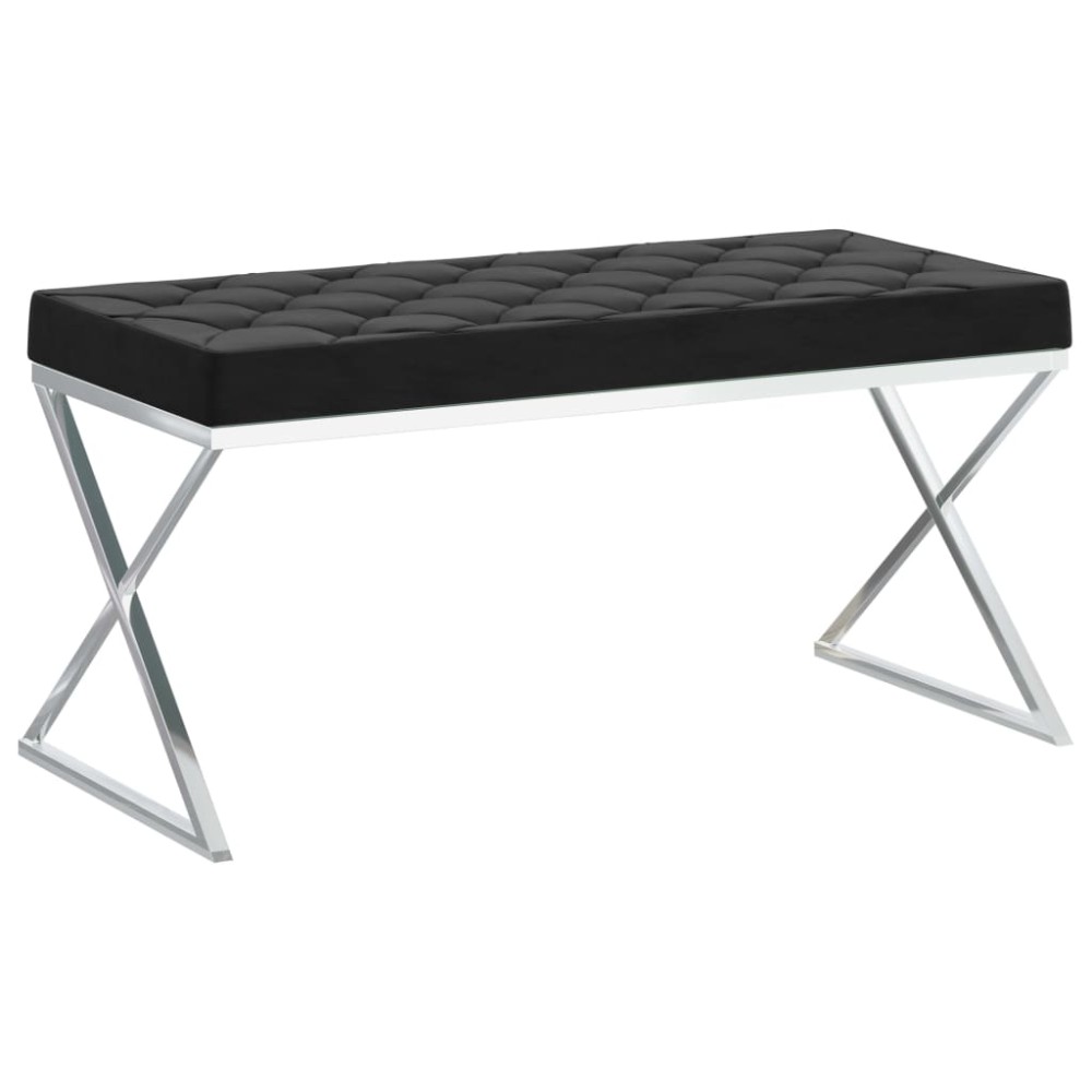vidaXL Banchetă, 97 cm, catifea neagră și oțel inoxidabil