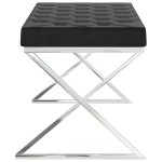 vidaXL Banchetă, 97 cm, catifea neagră și oțel inoxidabil