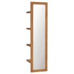 vidaXL Oglindă de perete cu rafturi, 30x30x120 cm, lemn masiv de tec vidaXL Oglindă de perete cu rafturi, 30x30x120 cm, lemn masiv de tec