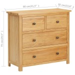 vidaXL Dulap cu sertare, 80 x 35 x 75 cm, lemn masiv stejar