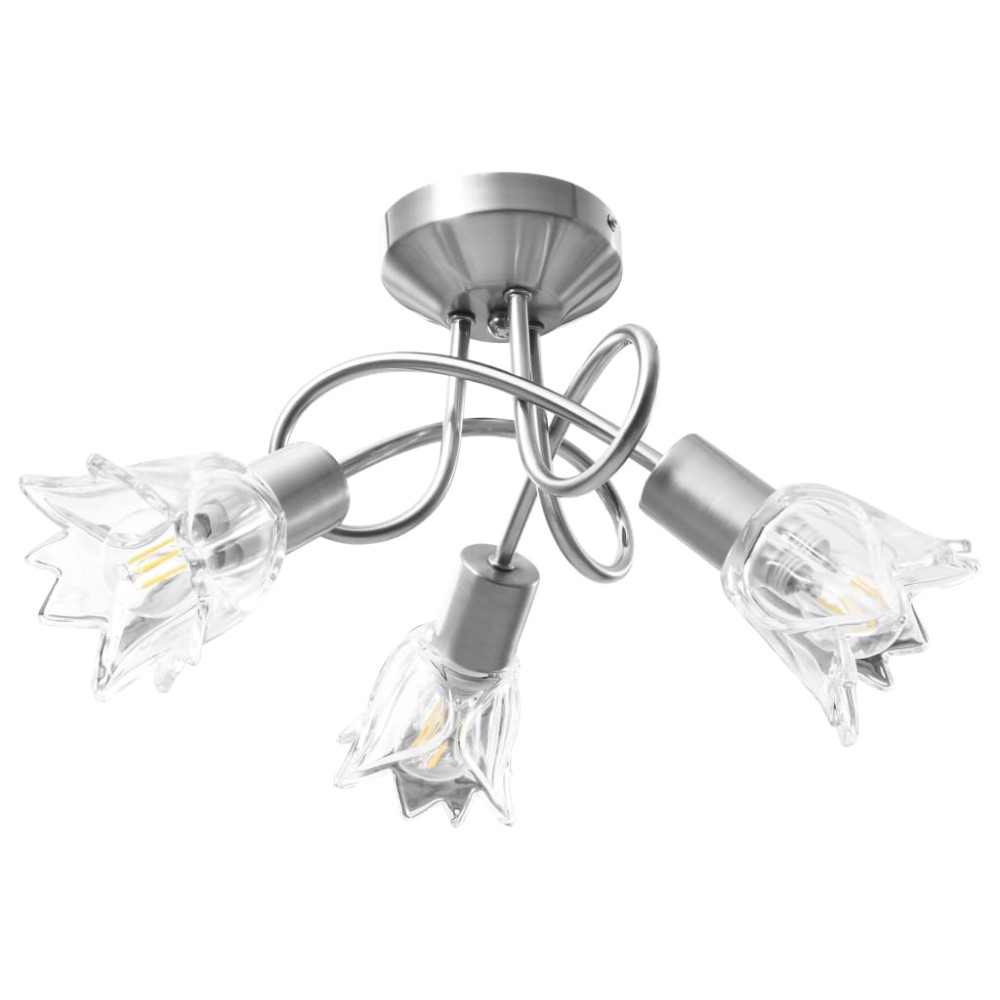 vidaXL Lustră, abajururi de sticlă transparentă, 3 becuri E14, lalea