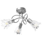 vidaXL Lustră, abajururi de sticlă transparentă, 3 becuri E14, lalea vidaXL Lustră, abajururi de sticlă transparentă, 3 becuri E14, lalea