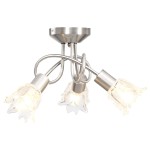 vidaXL Lustră, abajururi de sticlă transparentă, 3 becuri E14, lalea vidaXL Lustră, abajururi de sticlă transparentă, 3 becuri E14, lalea