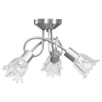 vidaXL Lustră, abajururi de sticlă transparentă, 3 becuri E14, lalea vidaXL Lustră, abajururi de sticlă transparentă, 3 becuri E14, lalea