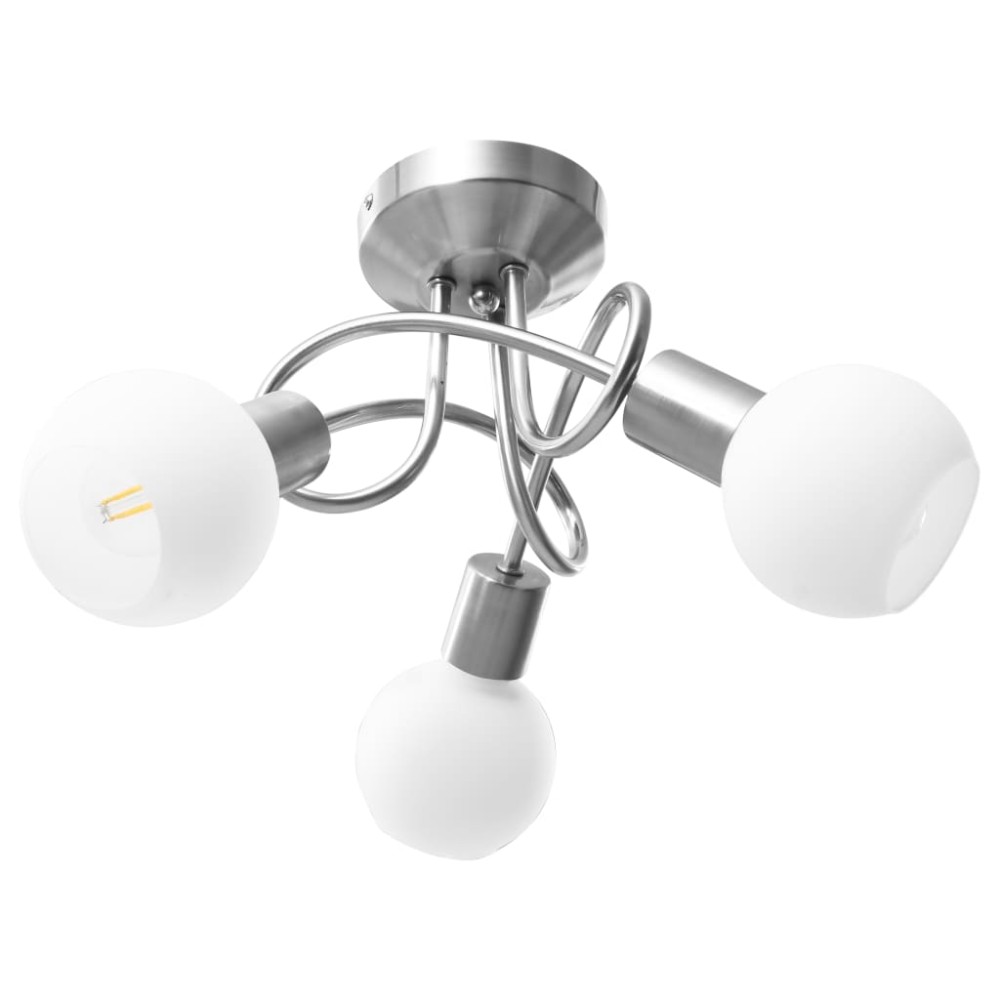 vidaXL Lustră cu abajururi din ceramică, 3 becuri E14, alb, glob