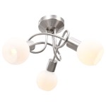 vidaXL Lustră cu abajururi din ceramică, 3 becuri E14, alb, glob vidaXL Lustră cu abajururi din ceramică, 3 becuri E14, alb, glob