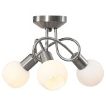 vidaXL Lustră cu abajururi din ceramică, 3 becuri E14, alb, glob vidaXL Lustră cu abajururi din ceramică, 3 becuri E14, alb, glob