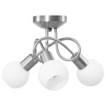 vidaXL Lustră cu abajururi din ceramică, 3 becuri E14, alb, glob vidaXL Lustră cu abajururi din ceramică, 3 becuri E14, alb, glob