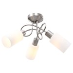 vidaXL Lustră cu abajururi din ceramică, 3 becuri E14, alb, con vidaXL Lustră cu abajururi din ceramică, 3 becuri E14, alb, con